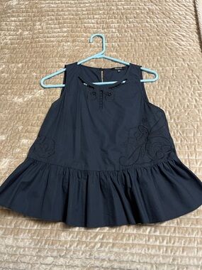 Madewell Navy blue sleeveless ruffle top - size small